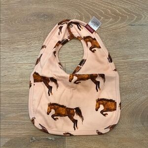 Milkbarn Pink Horse Print Baby Bib NWOT